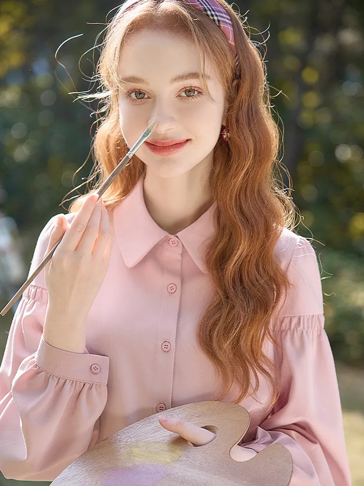 French Romance Puff Sleeve Chiffon Shirt