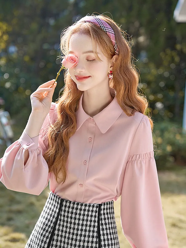 French Romance Puff Sleeve Chiffon Shirt