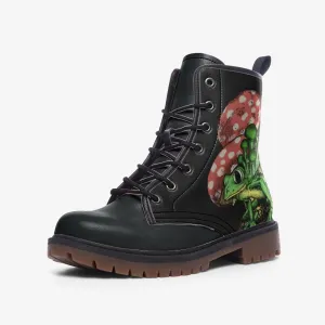 Frogs With Mushroom Vegan Leather Unisex Boots