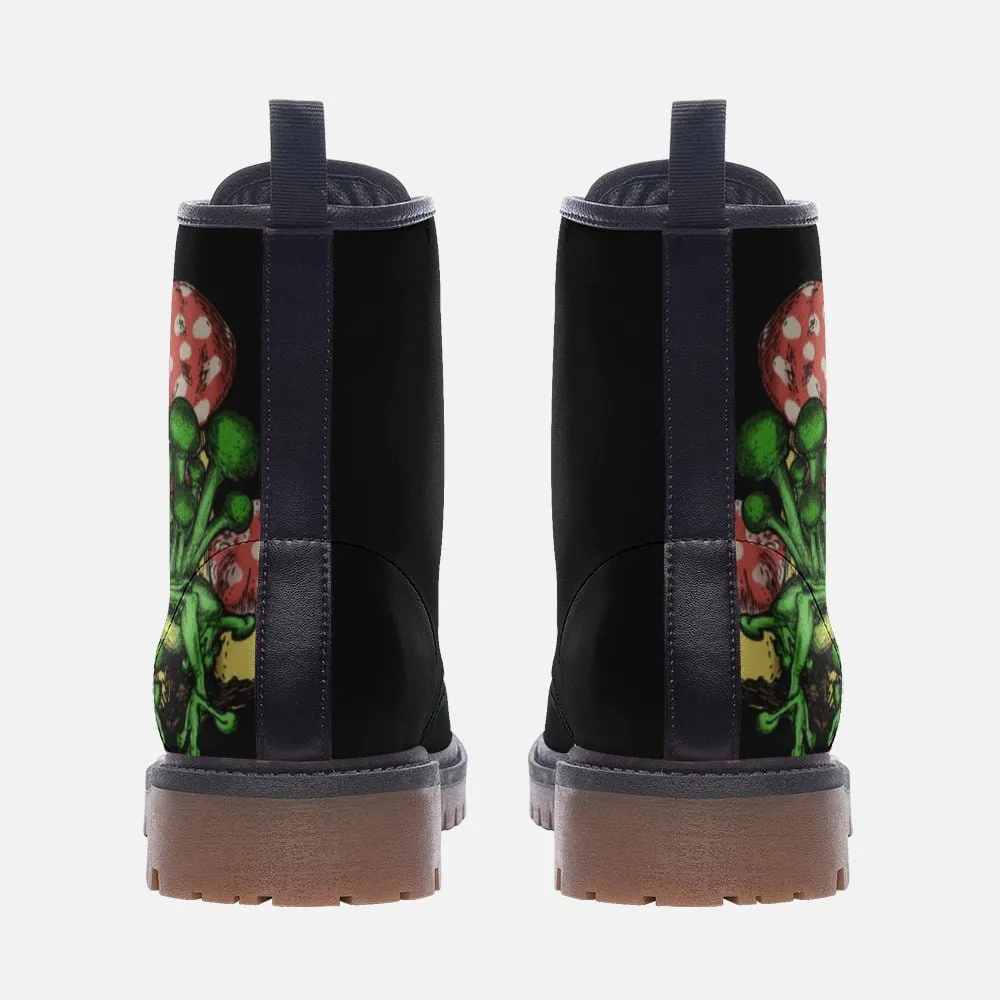 Frogs With Mushroom Vegan Leather Unisex Boots