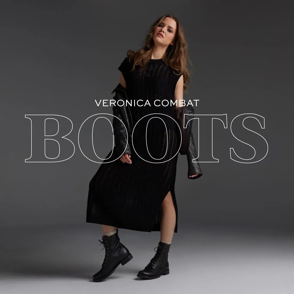 Frye Veronica Women’s Combat Boots Crafted from Hand-Burnished Vintage Italian Leather with Goodyear Welt Construction and Leather Lining – 6 ¾” Shaft Height, Black (Cubana Leather) - 9.5M