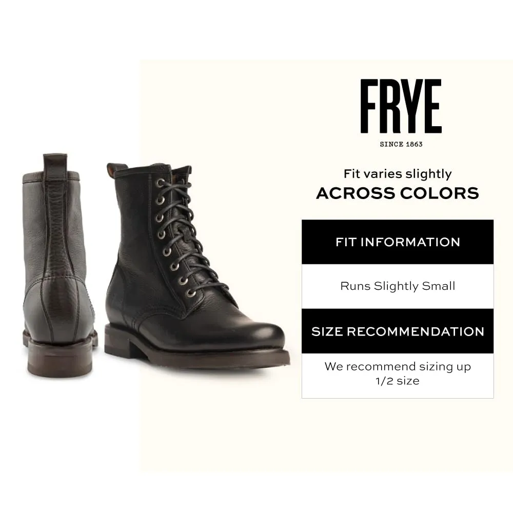 Frye Veronica Women’s Combat Boots Crafted from Hand-Burnished Vintage Italian Leather with Goodyear Welt Construction and Leather Lining – 6 ¾” Shaft Height, Black (Cubana Leather) - 9.5M