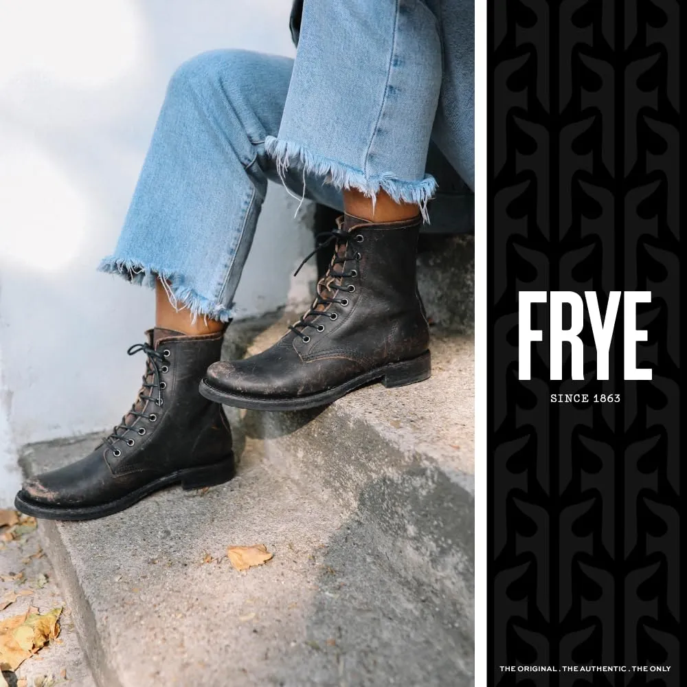 Frye Veronica Women’s Combat Boots Crafted from Hand-Burnished Vintage Italian Leather with Goodyear Welt Construction and Leather Lining – 6 ¾” Shaft Height, Black (Cubana Leather) - 9.5M
