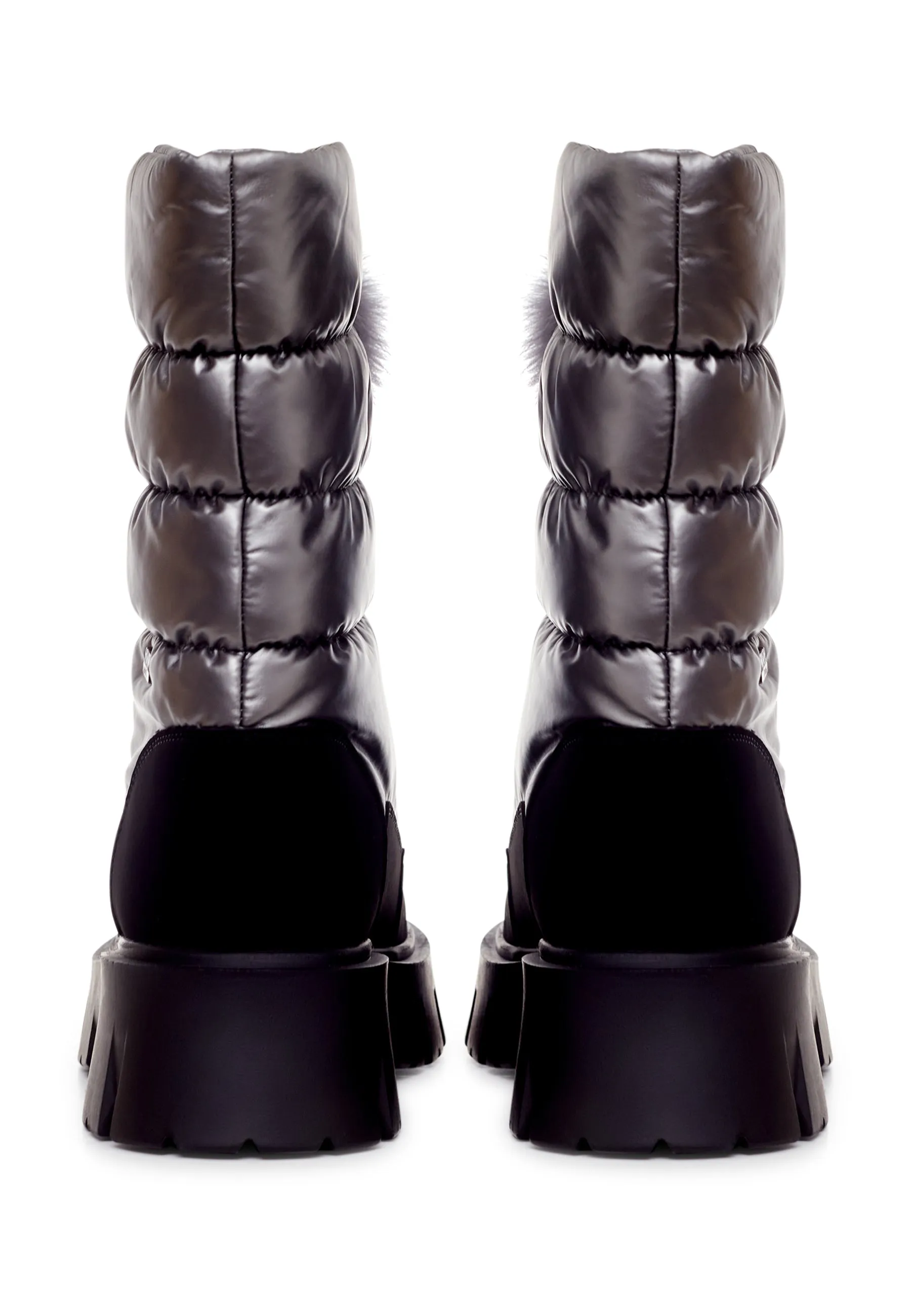 Fur-Trimmed Winter Boots - Silver