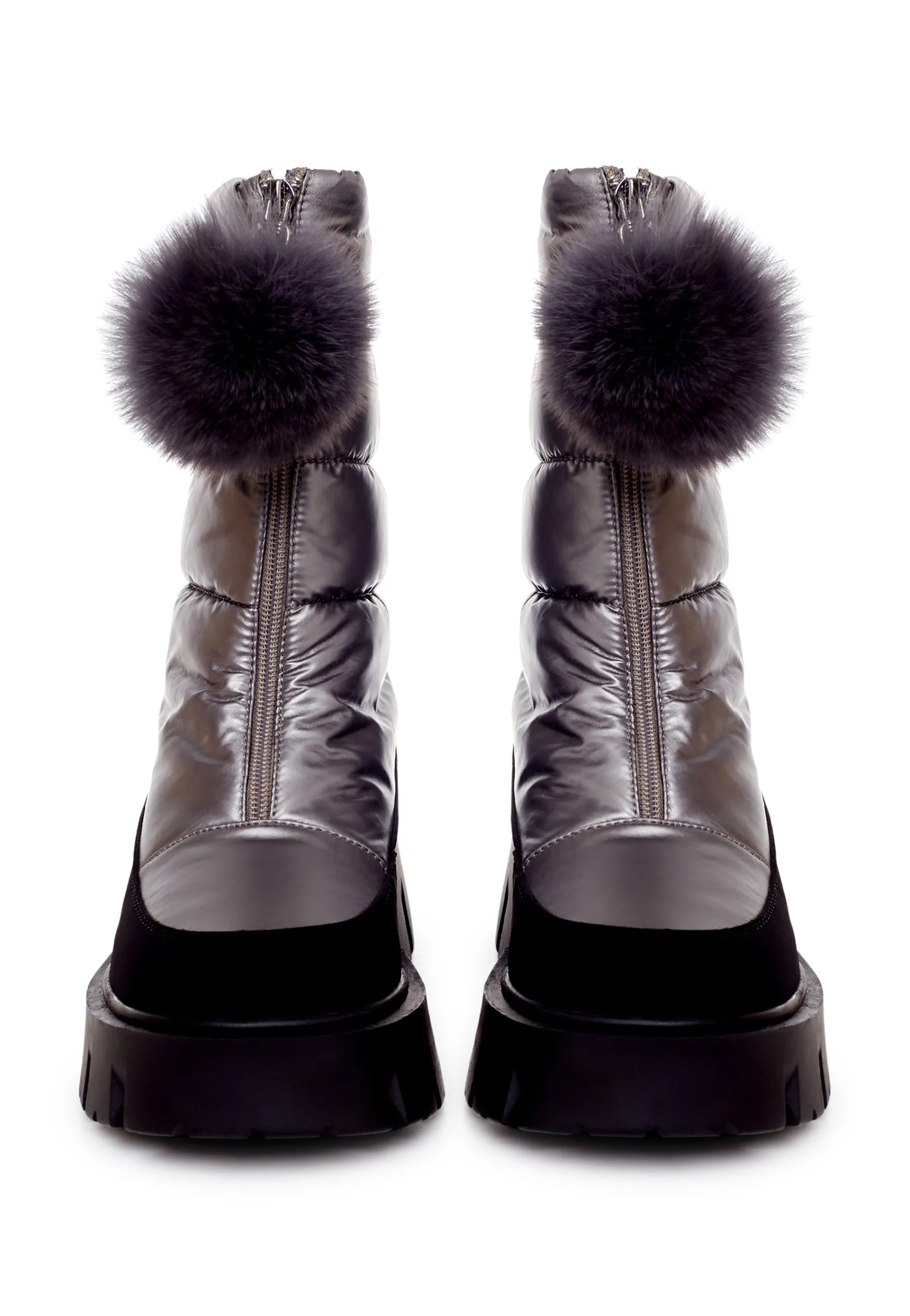 Fur-Trimmed Winter Boots - Silver