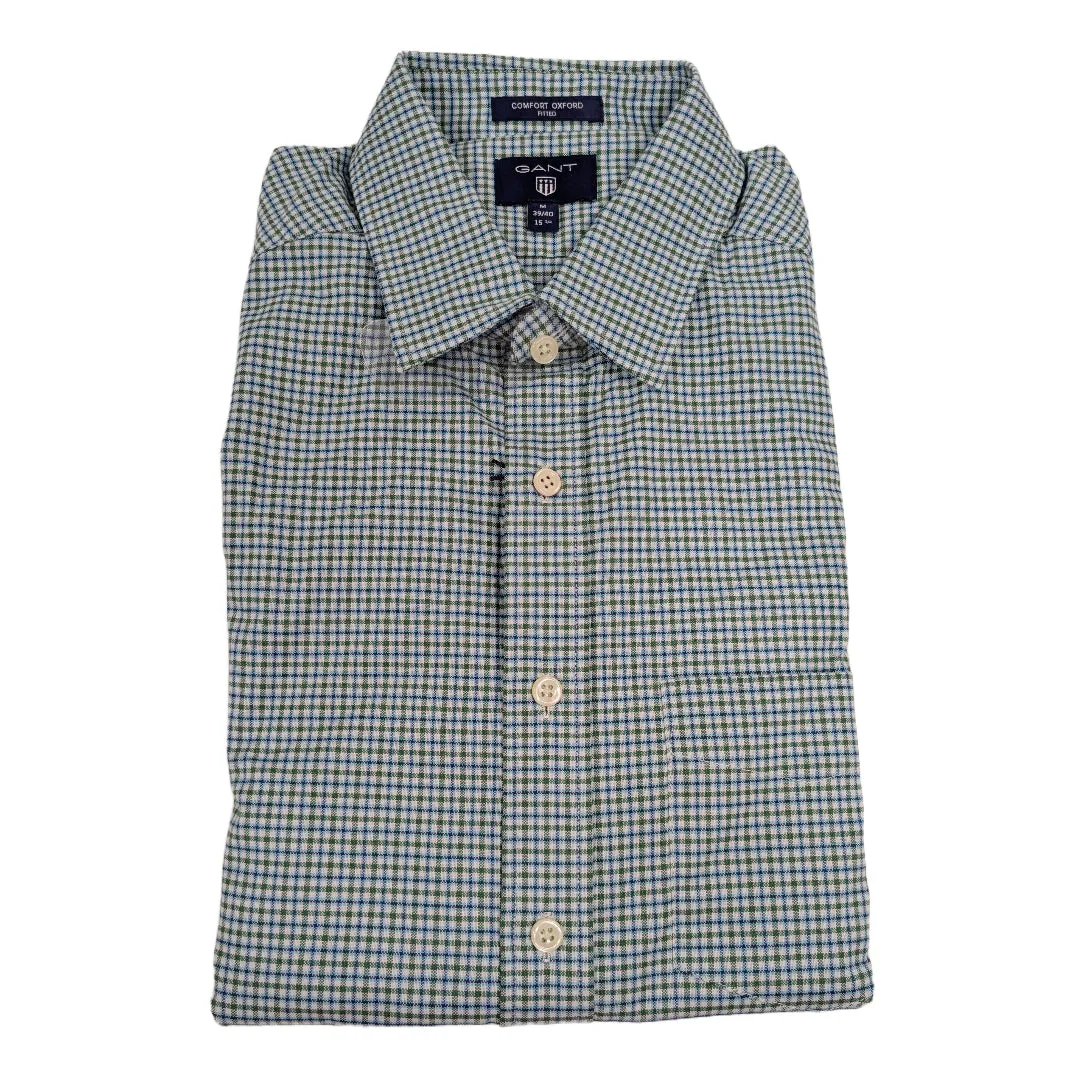 GANT Kelly Green Comfort Oxford Check Fitted Shirt 365522 Size M NWT