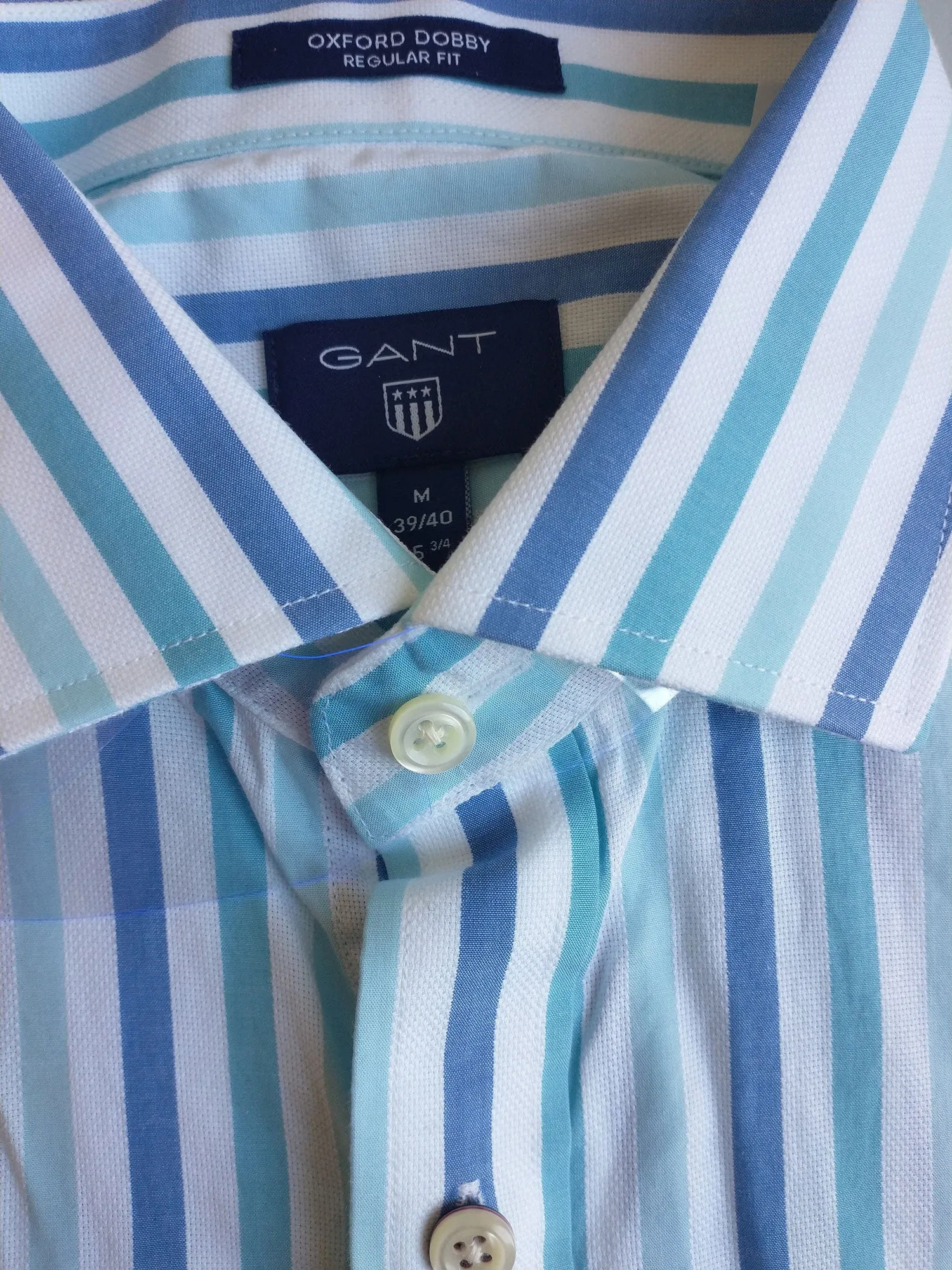 GANT Men's Nautical Blue Royal Oxford Stripe Spread Collar Shirt 303326 Size M NWT