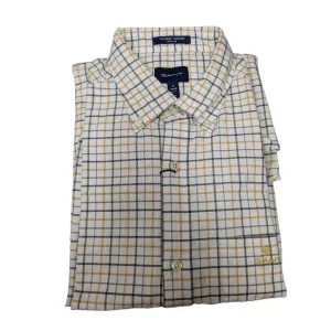 GANT Warm Khaki Beefy Oxford Check Button Down Shirt 3005470 Size M NWT