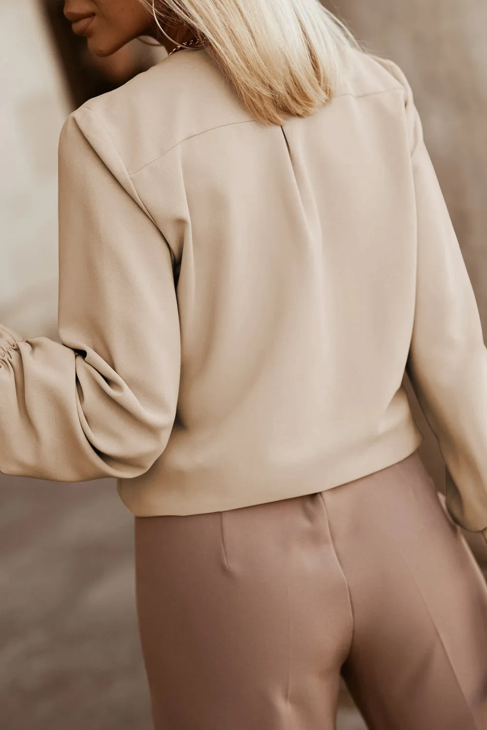 Gathered Stretch Cuff Shirt
