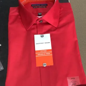 Geoffrey Beene Red Fitted Dress Shirt