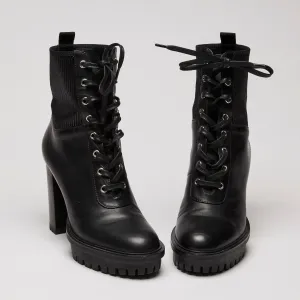 Gianvito Rossi Black Leather Combat Boots size 40