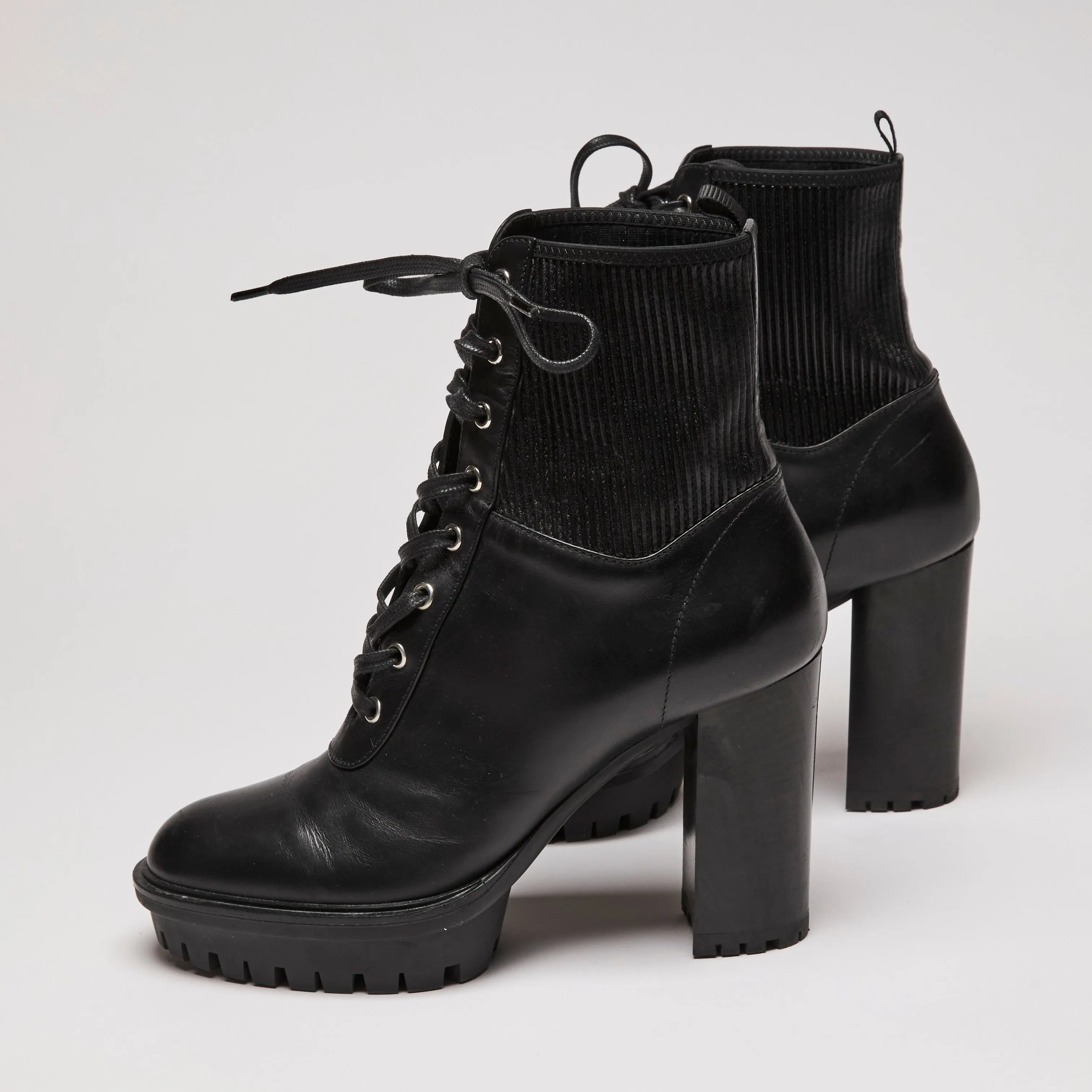 Gianvito Rossi Black Leather Combat Boots size 40