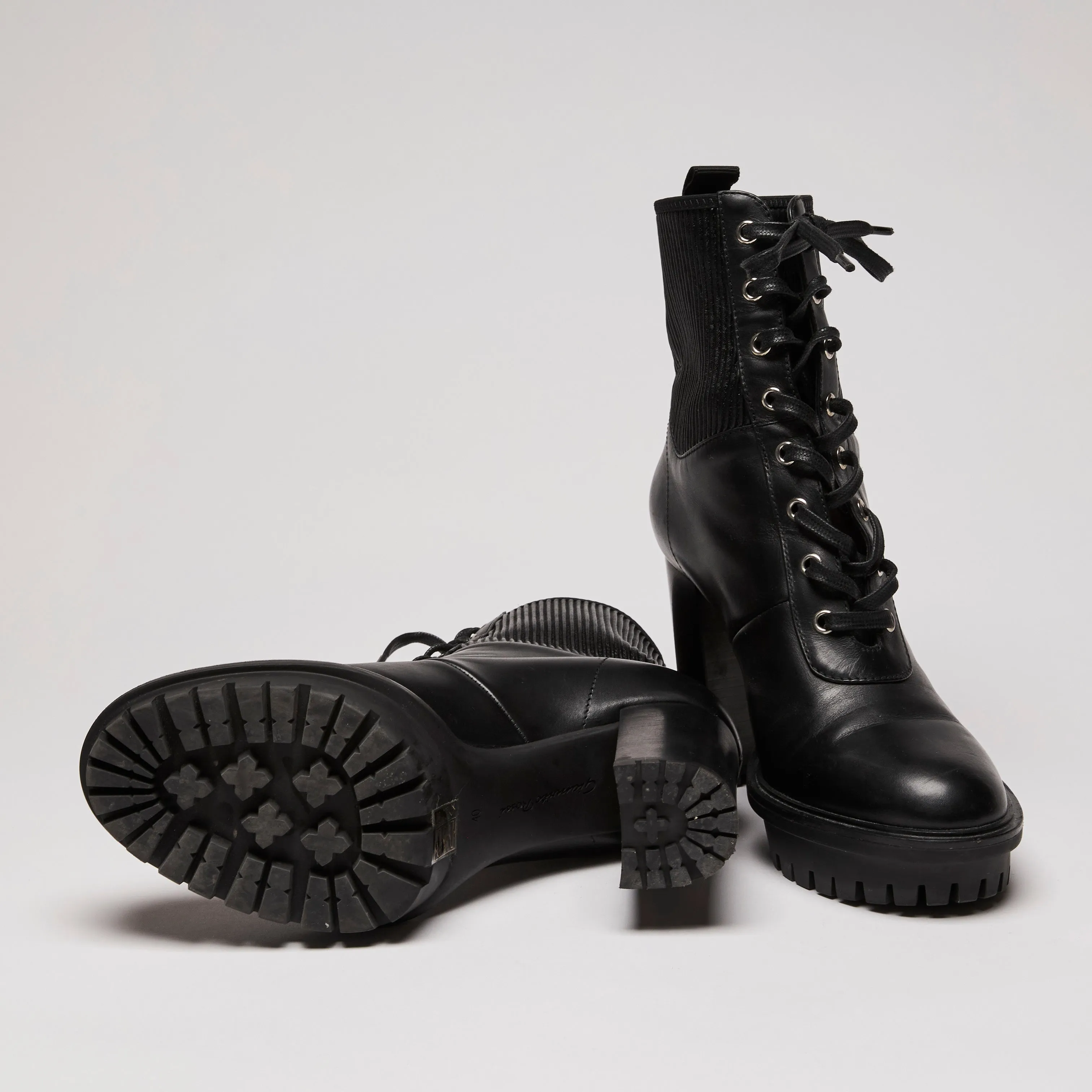 Gianvito Rossi Black Leather Combat Boots size 40