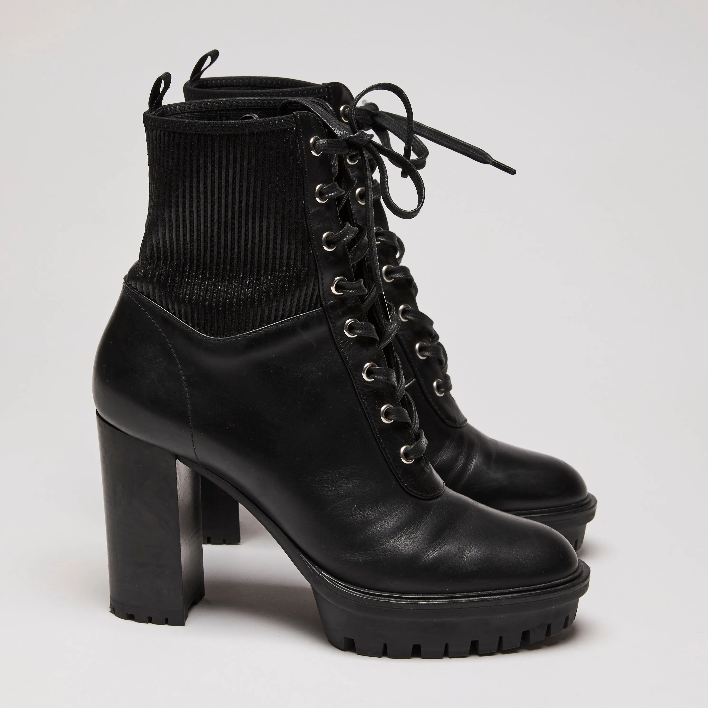Gianvito Rossi Black Leather Combat Boots size 40