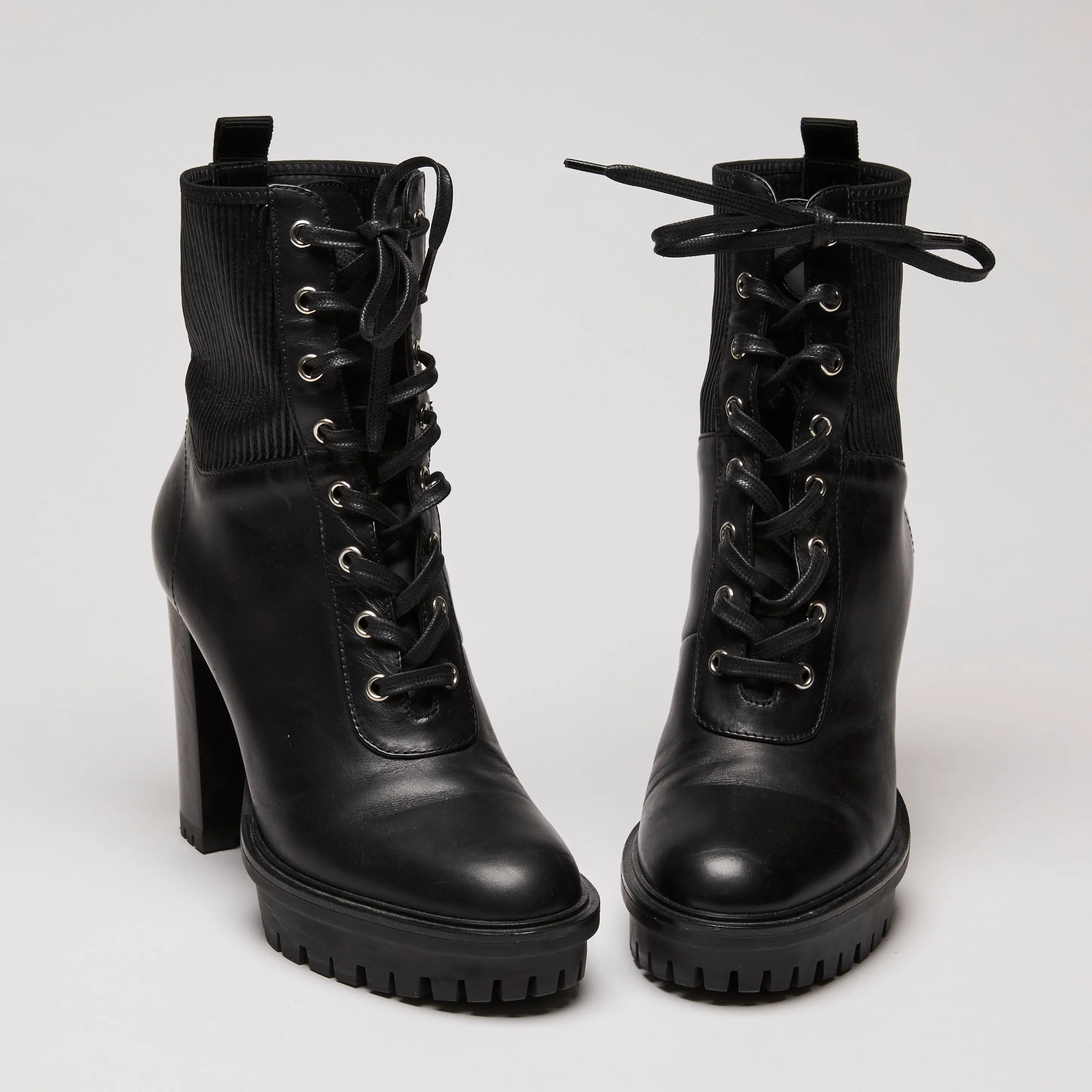 Gianvito Rossi Black Leather Combat Boots size 40