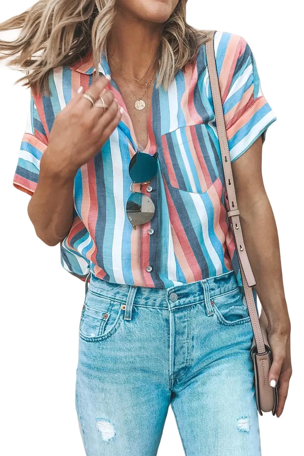 Gingham Play Button Down Shirt