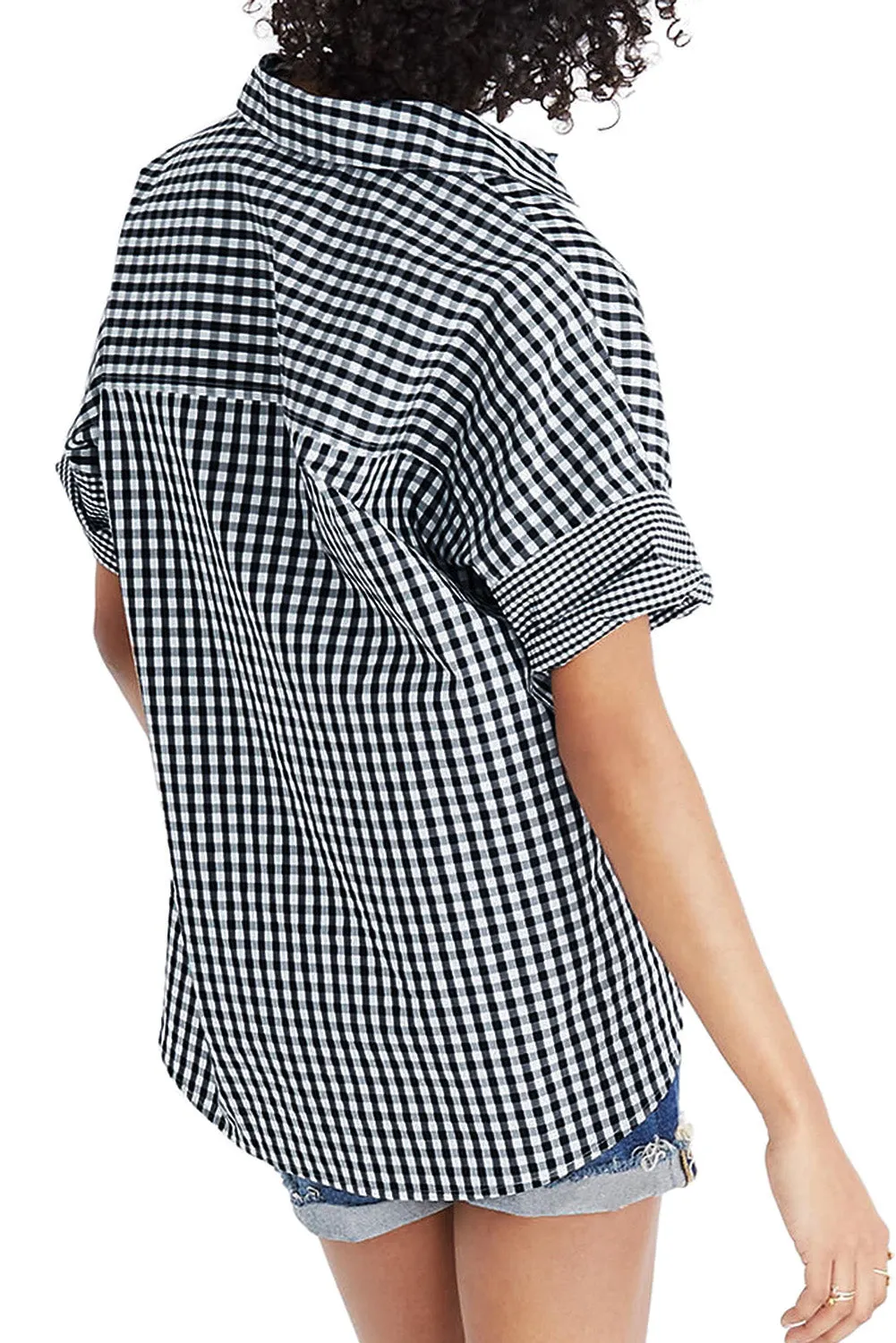 Gingham Play Button Down Shirt