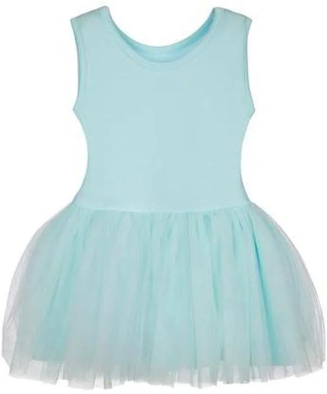 Girls Turquoise Tuelle Dress & Blouse Set
