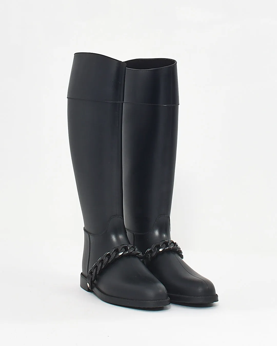 Givenchy Black Chain Rubber Rain Boots - 37