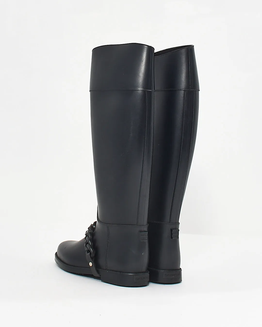 Givenchy Black Chain Rubber Rain Boots - 37