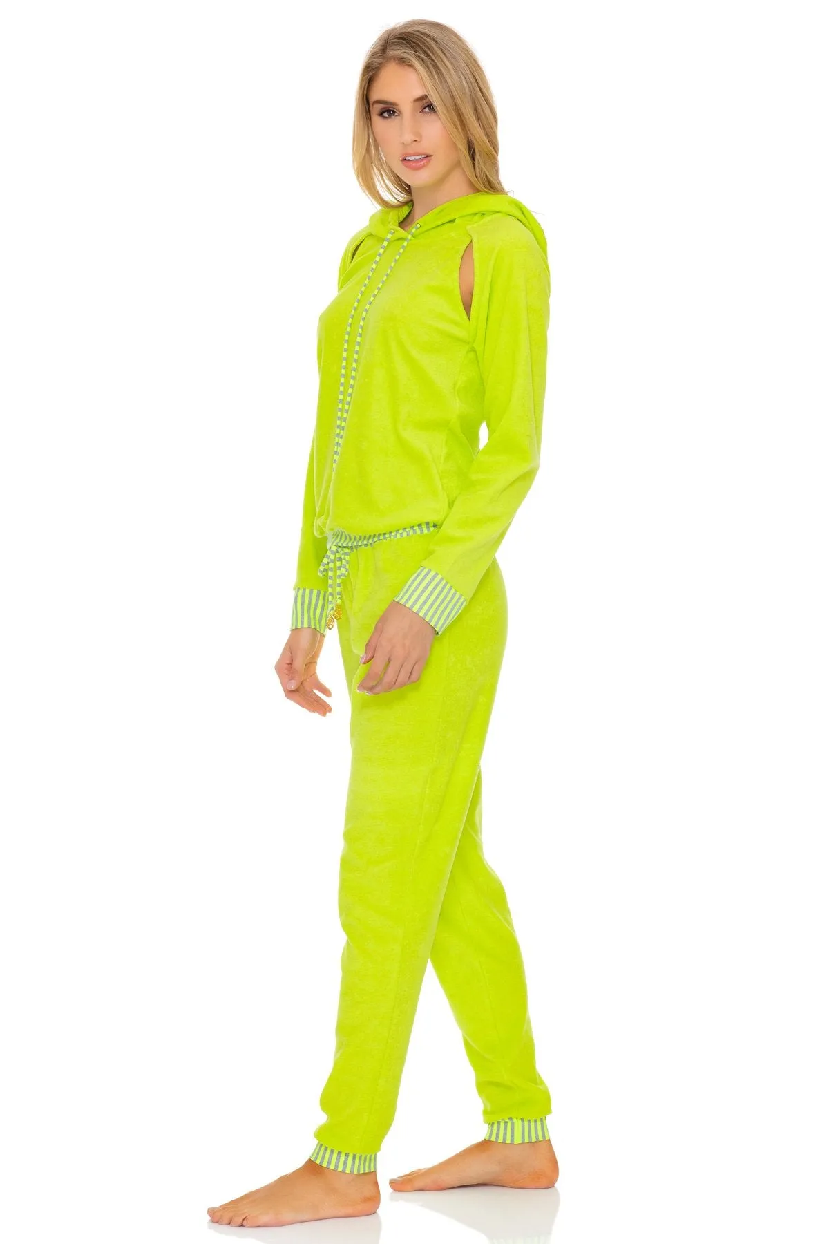 GLOW BABY GLOW - Hoodie Cut Out Jacket & Jogger Pants • Lime