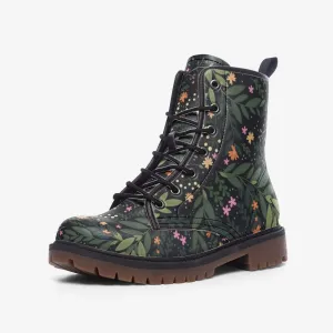 Goblincore Flowers Dark Vegan Leather Unisex Boots