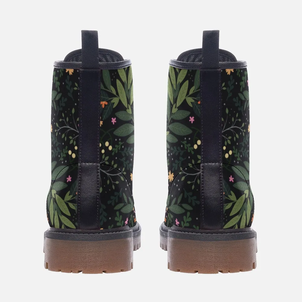 Goblincore Flowers Dark Vegan Leather Unisex Boots