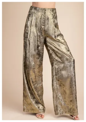 Gold Foil Wide Leg Pants