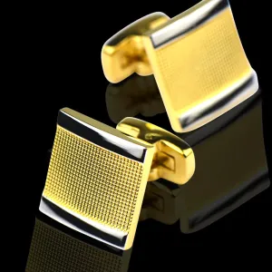 Gold Mens Stainless Steel Squares Cufflinks for Shirt with Box - Hand Crafted Perfect Gift