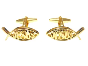 Gold Toned Religious Jesus Cufflinks