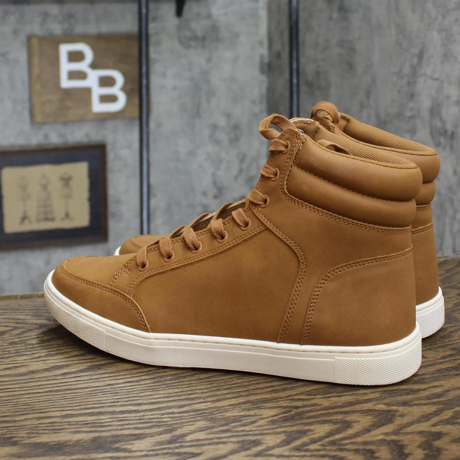 Goodfellow & Co Mens Travis High Top Sneaker 88082943 Cognac Brown 10.5