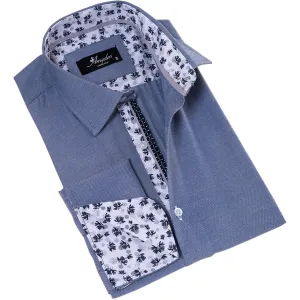 Grayish inside Floral Mens Slim Fit Designer French CuffShirt -