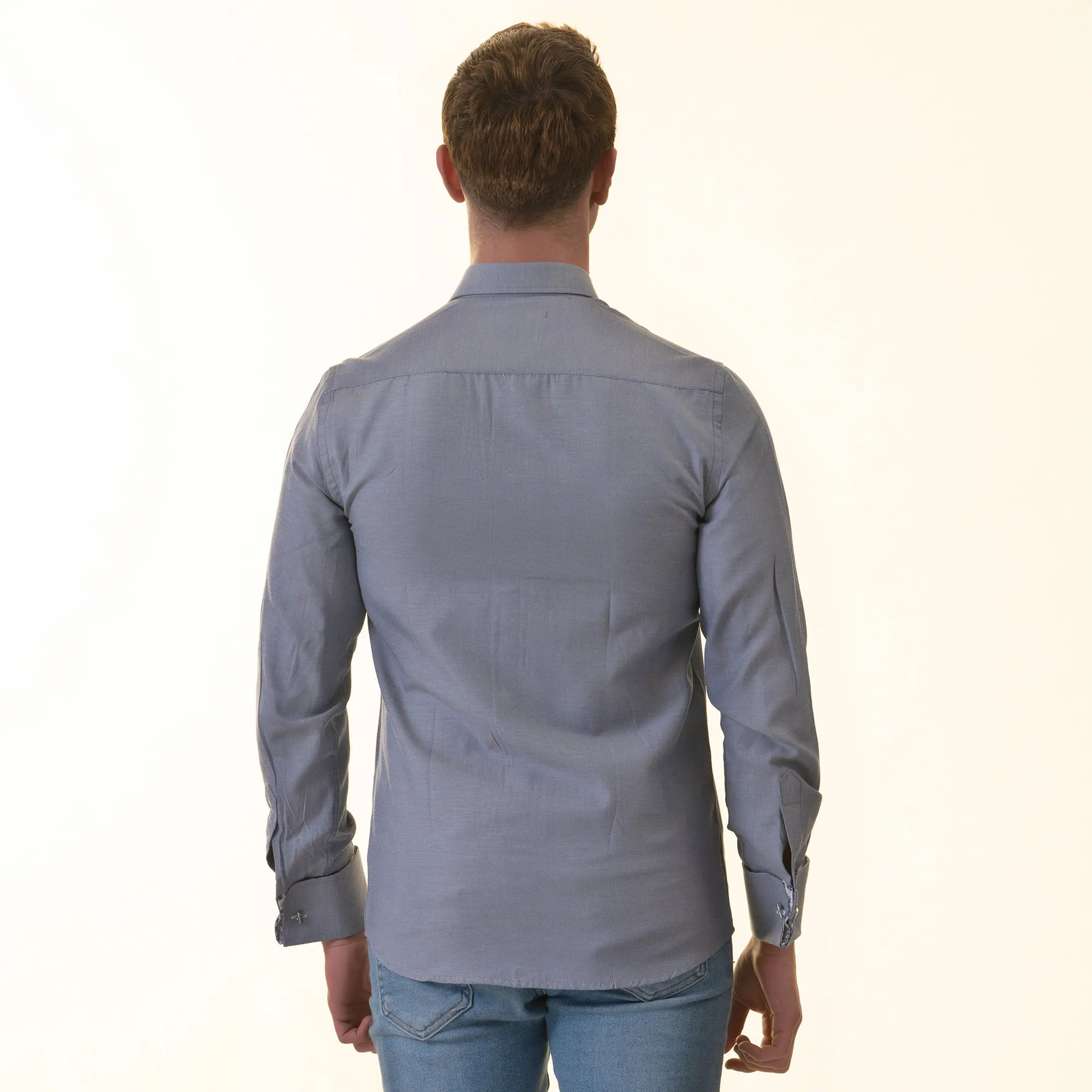 Grayish inside Floral Mens Slim Fit Designer French CuffShirt -