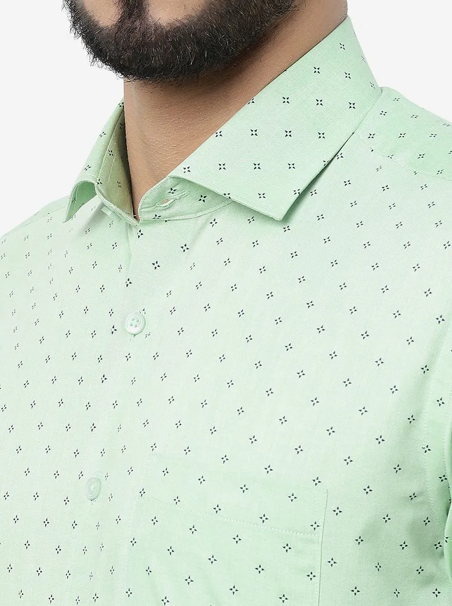 Green Printed Slim Fit Formal Shirt | Greenfibre