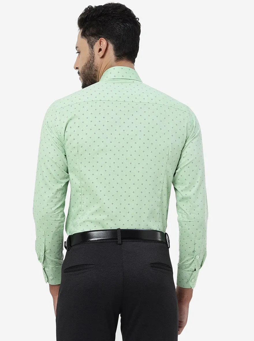 Green Printed Slim Fit Formal Shirt | Greenfibre