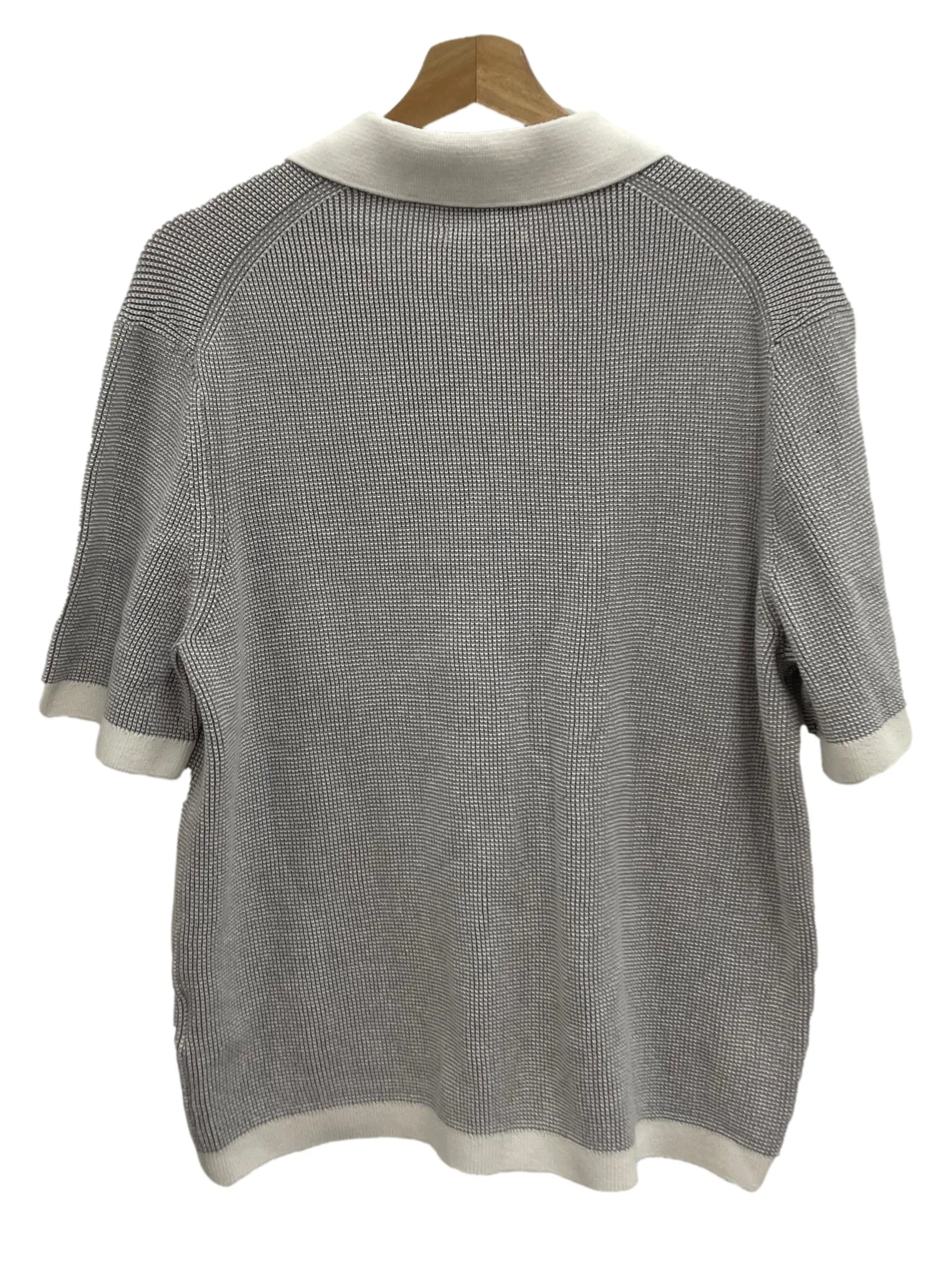 Grey And White Knit Polo