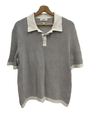 Grey And White Knit Polo
