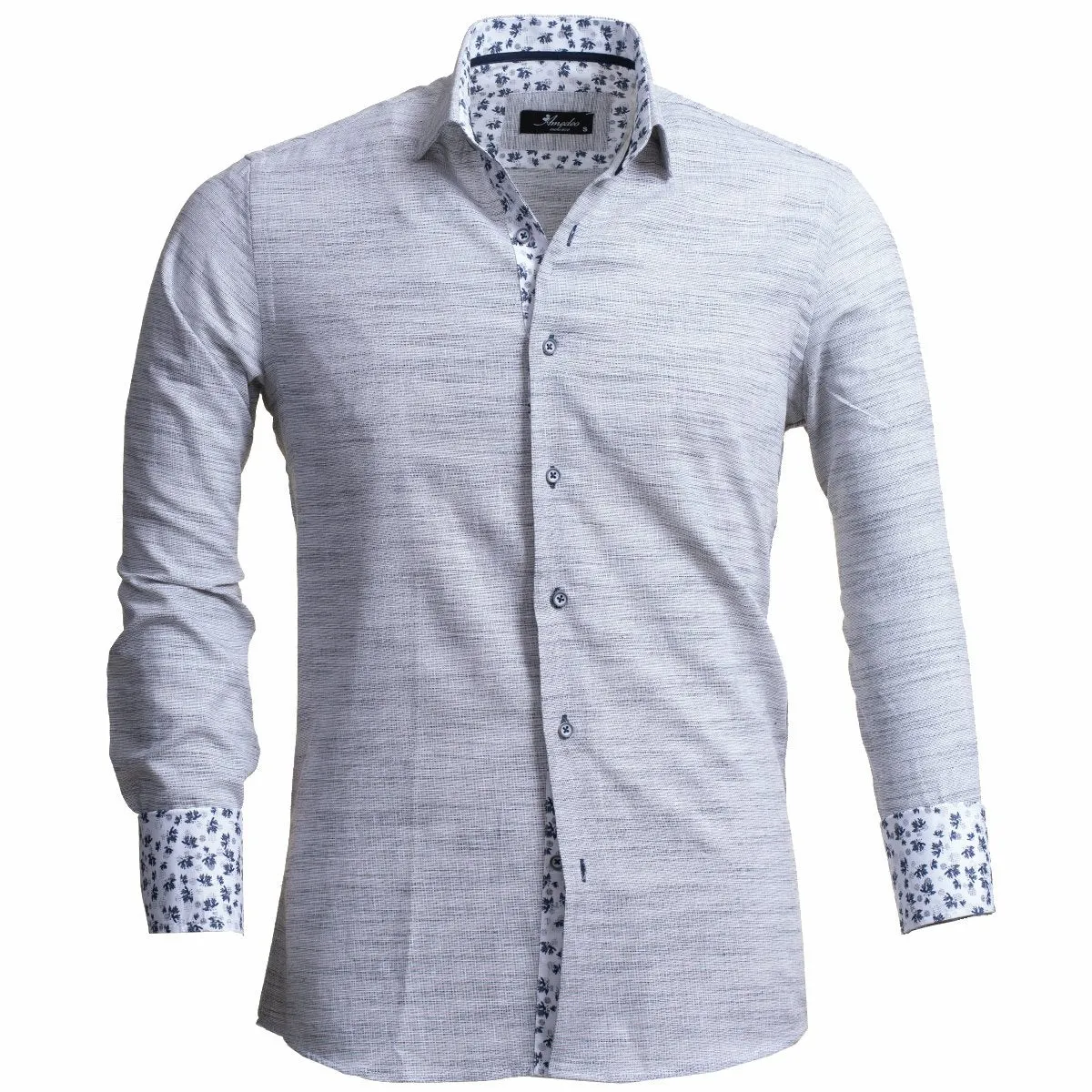 Grey Dark Purple Men's Slim Fit French Cuff French Cuff Shirts with Cufflink Holes - Casual and Formal
