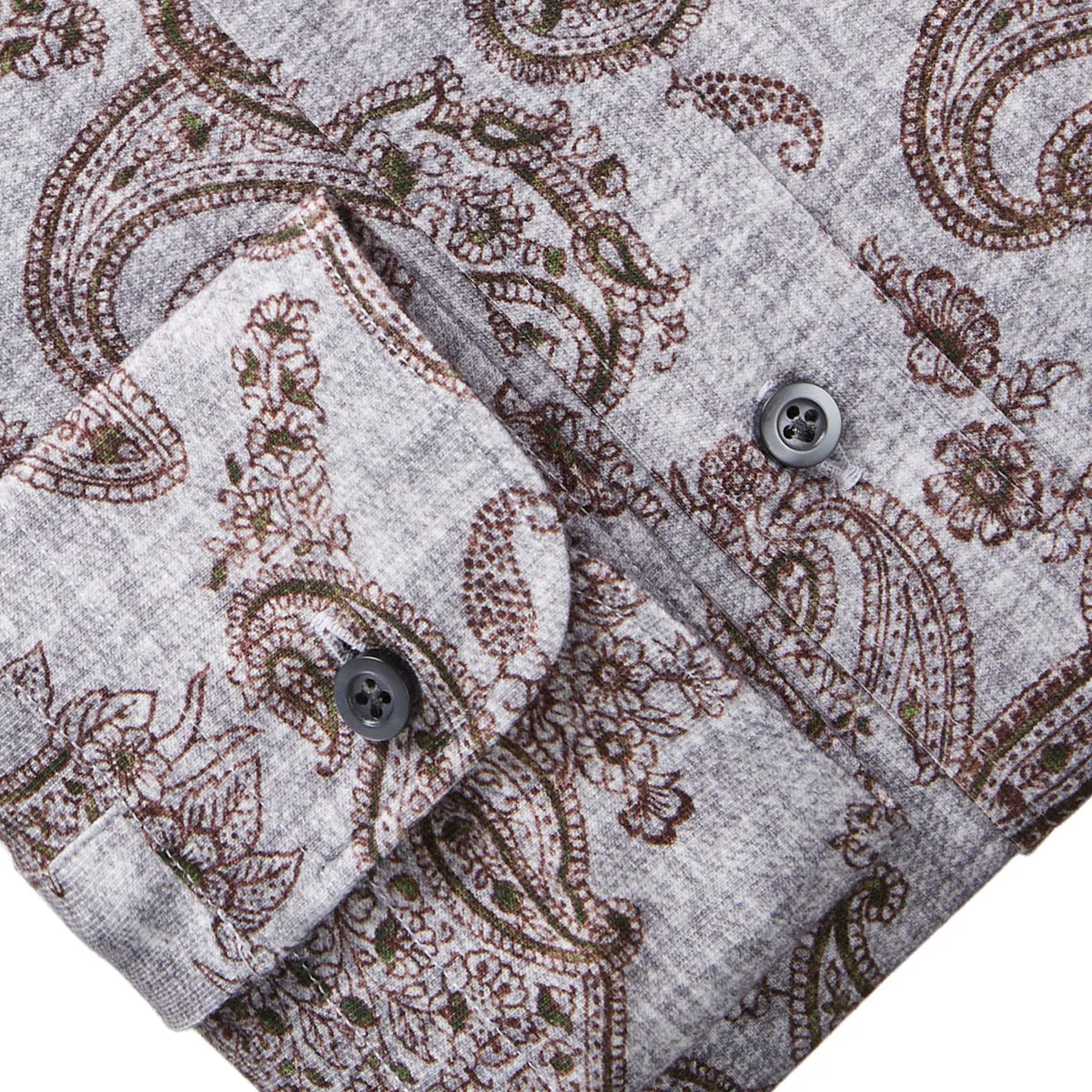 Grey with Brown Paisley Sport Shirt