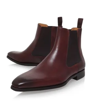 Handmade Burgundy Leather Chelsea Ankle Boots for Men