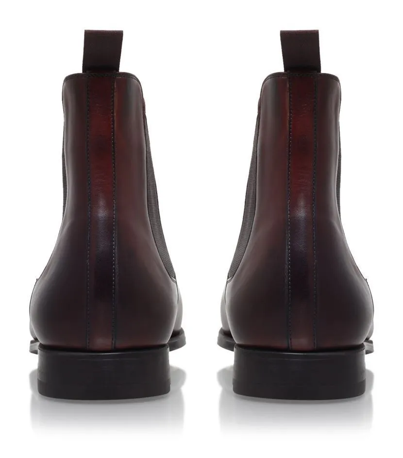 Handmade Burgundy Leather Chelsea Ankle Boots for Men