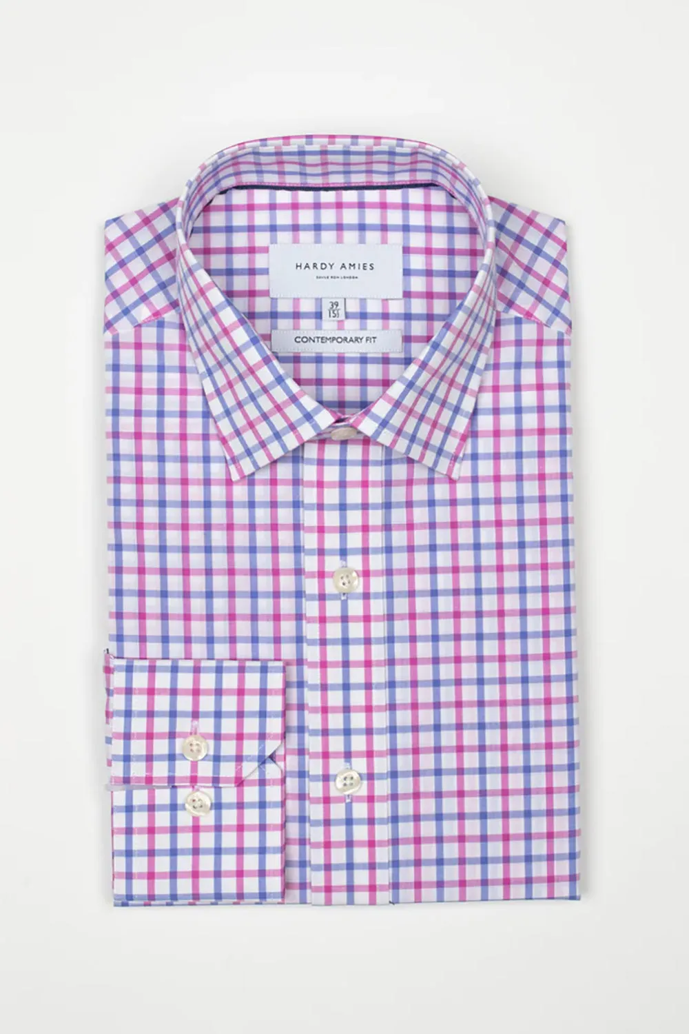 HARDY AMIES CONTEMPORARY FIT CHECK L/S DRESS SHIRT HA415S