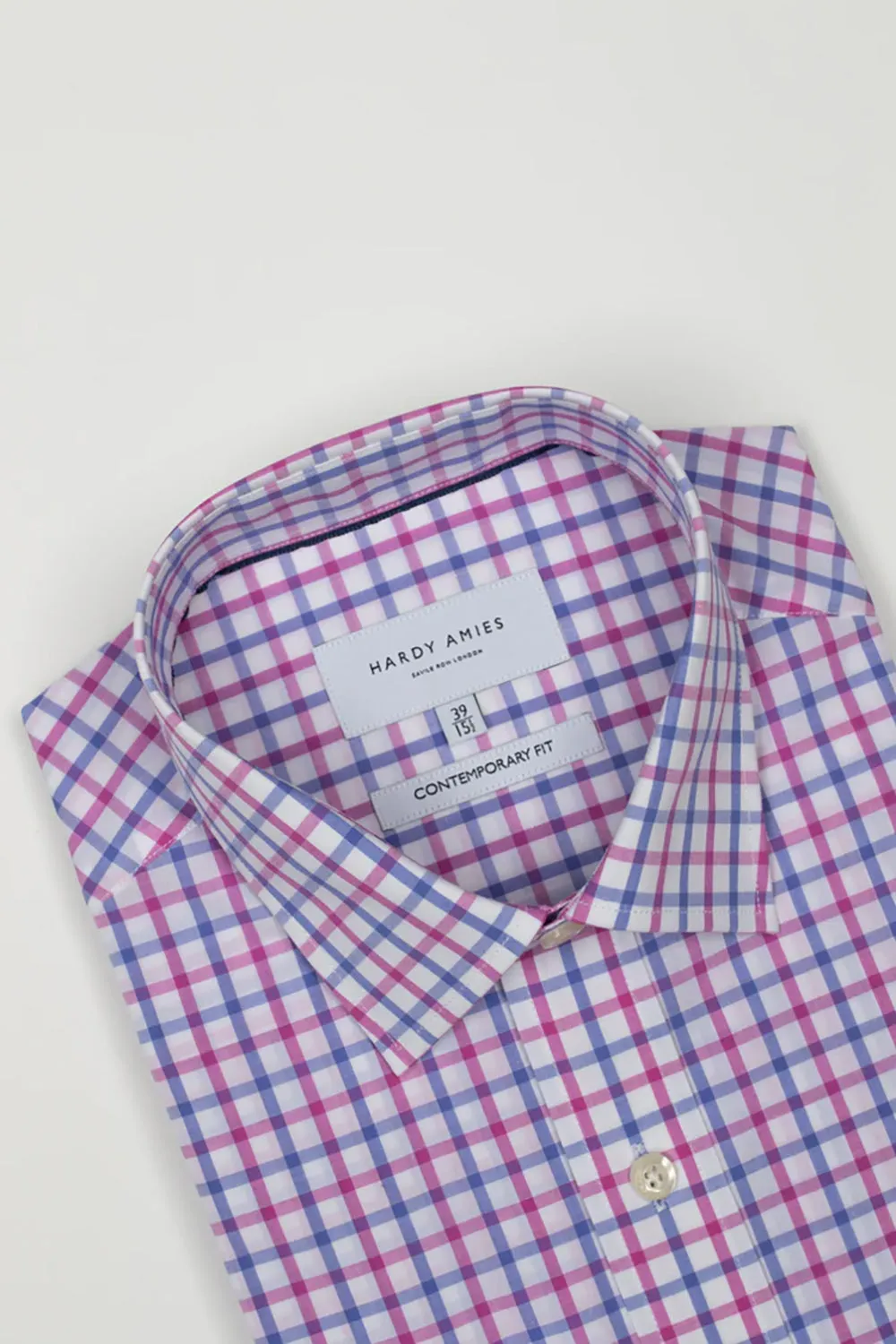 HARDY AMIES CONTEMPORARY FIT CHECK L/S DRESS SHIRT HA415S