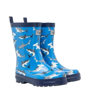 Hatley Kids Shiny Rain Boots - Deep-Sea Sharks