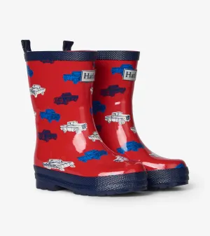 Hatley Kids Shiny Rain Boots - Pickup Trucks