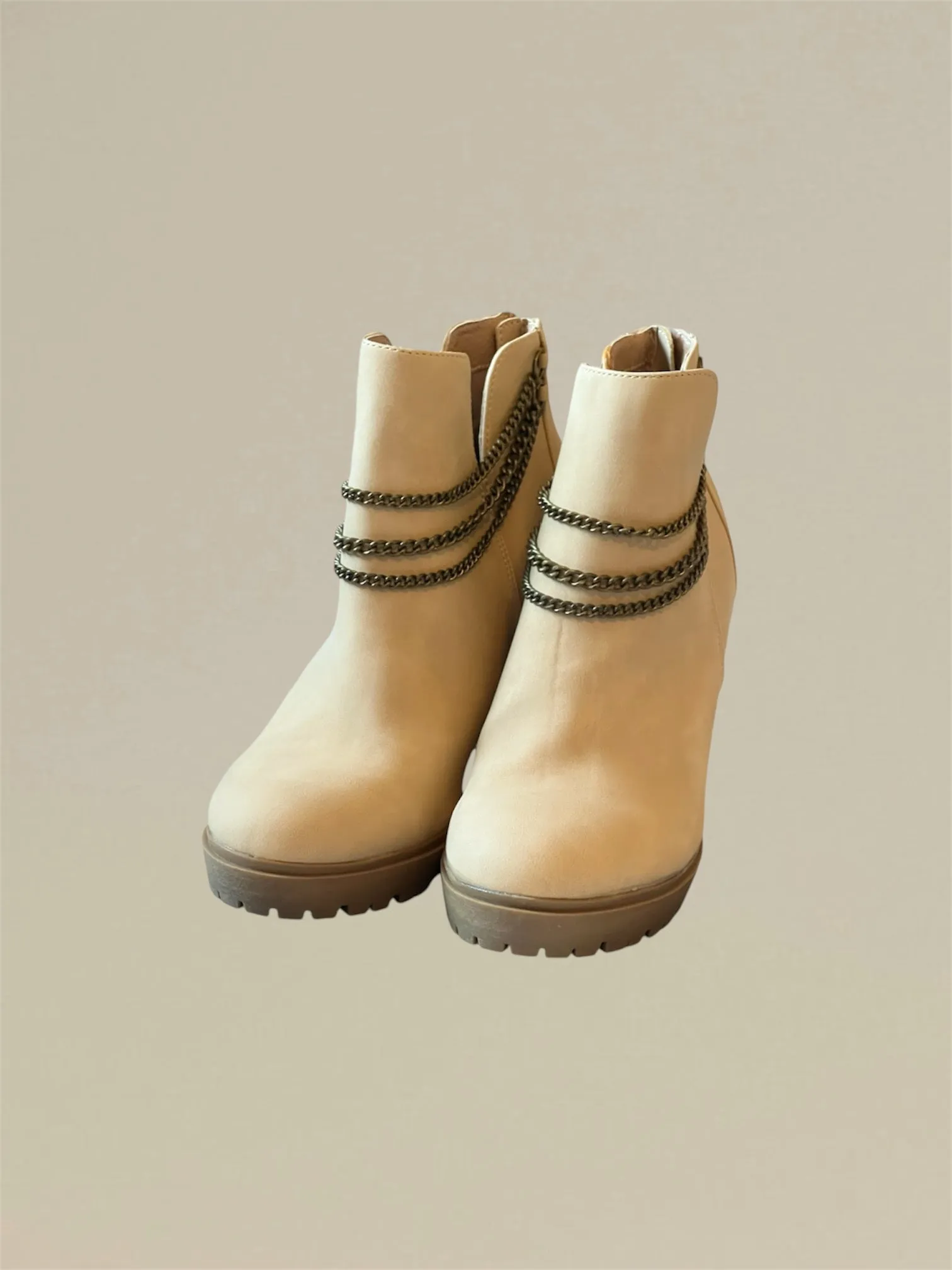 Heel Zip Back Chunky Style Women's Ankle Boots