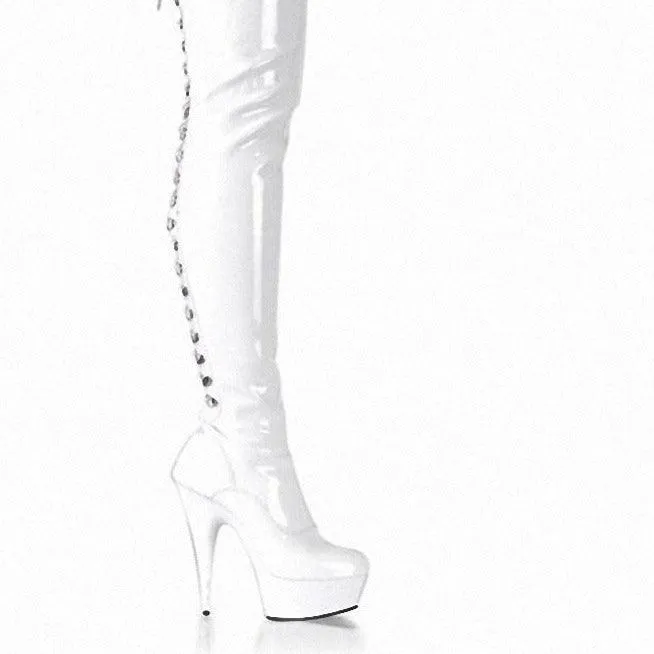 High Heel Long Over The Knee Boots Lace Up Black Gothic Luxury Pole Dance Boots