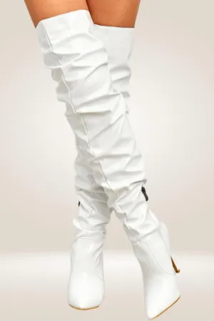 High Heels White Over The Knee Boots