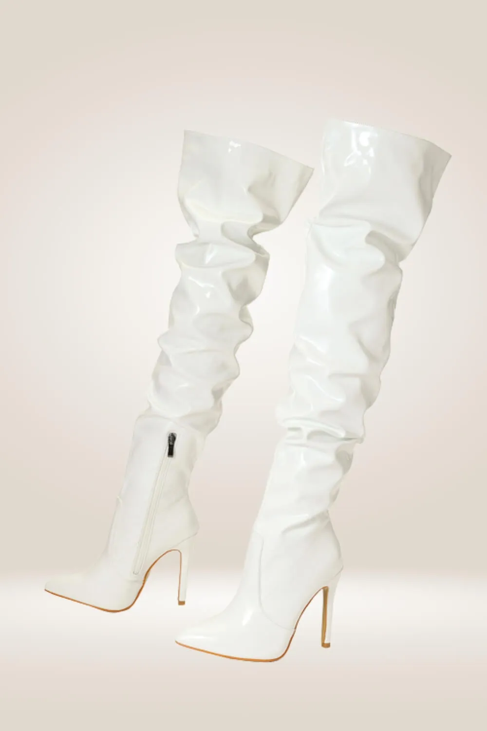 High Heels White Over The Knee Boots