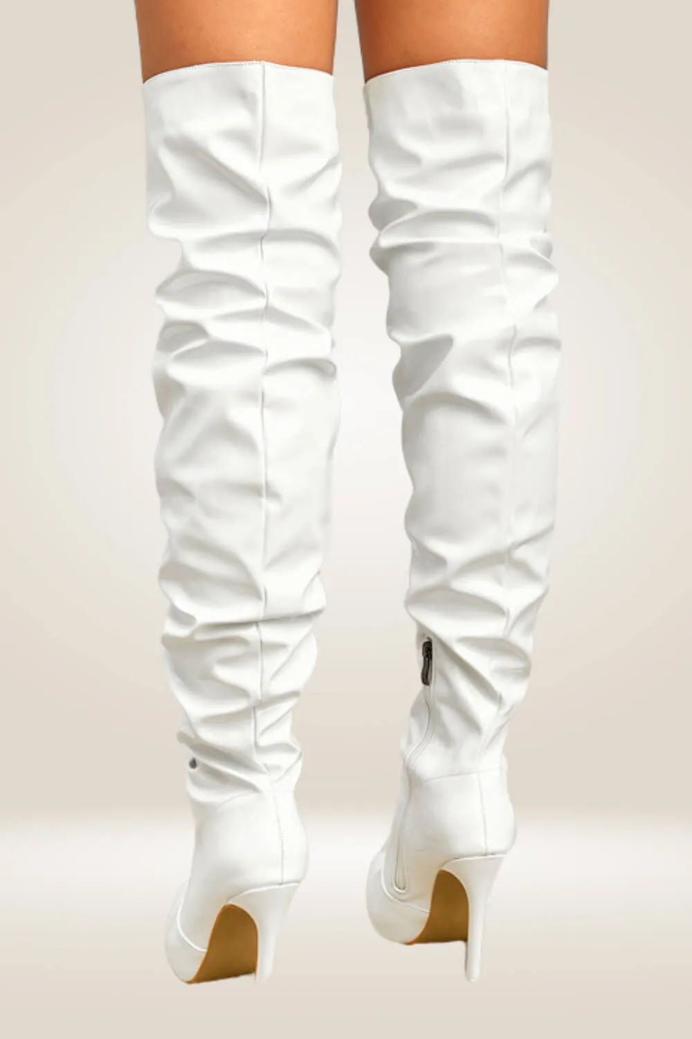 High Heels White Over The Knee Boots